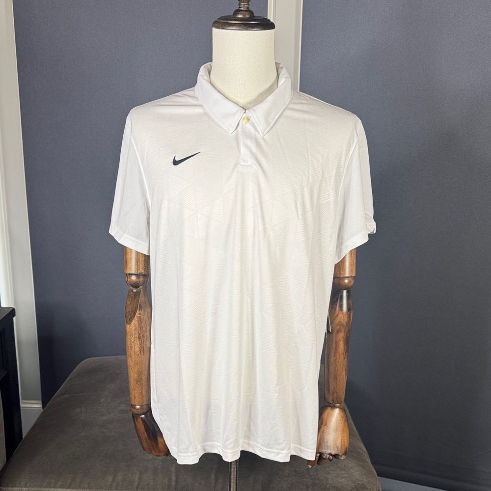 Nike Men’s Polo Shirt Slim Fit White Jersey Short Sleeve Dri-Fit Size XL NWT
